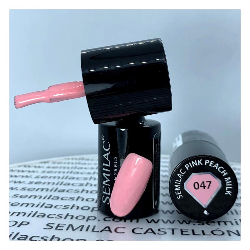 047 Semilac Uv Hybrid gél lakk Pink Peach Milk 7ml