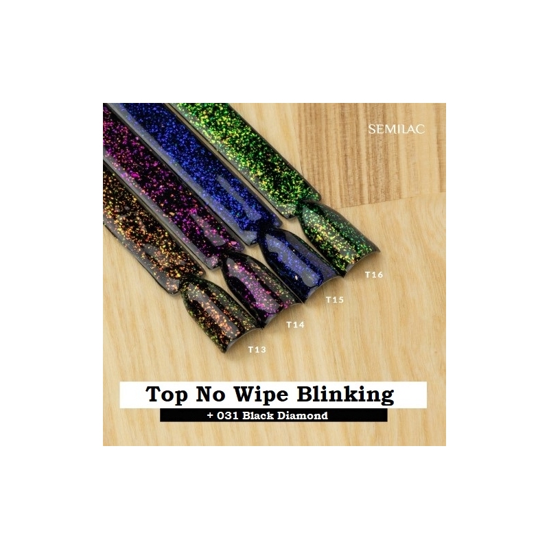 T16 Top No Wipe Blinking Gold & Green Flakes 7ml