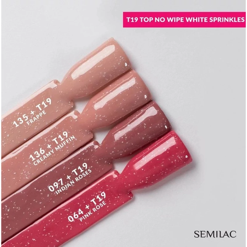 Semilac Top No Wipe - T19  White Sprinkles 7ml