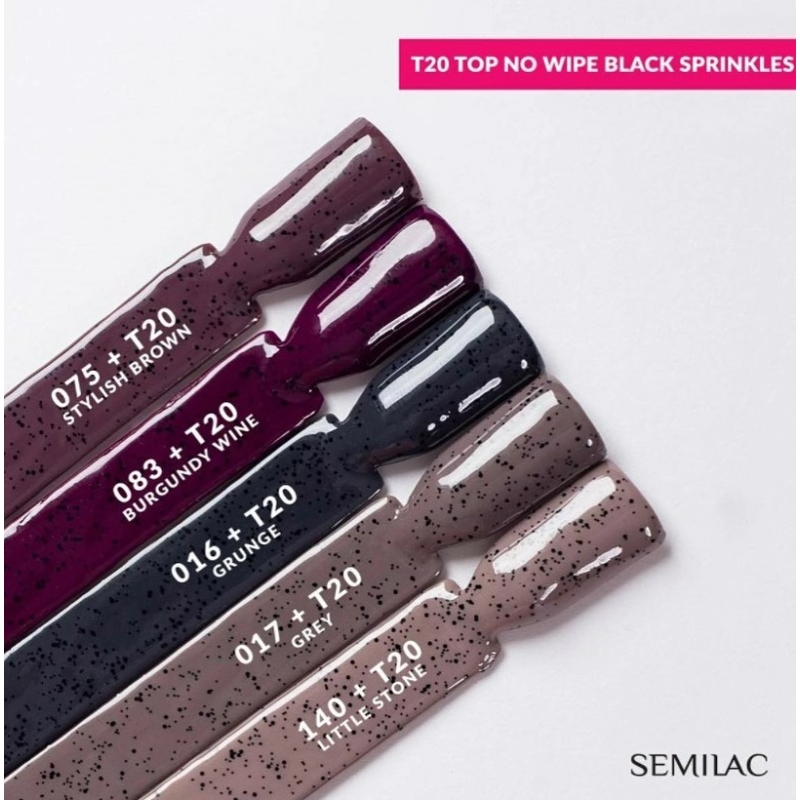 Semilac Top No Wipe - T20  Black Sprinkles 7ml