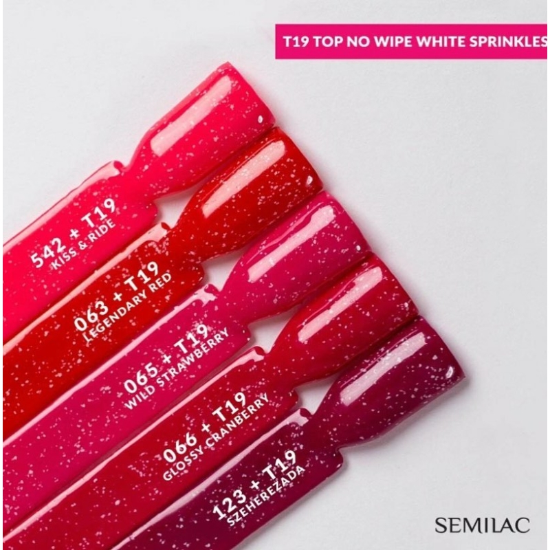 Semilac Top No Wipe - T19  White Sprinkles 7ml