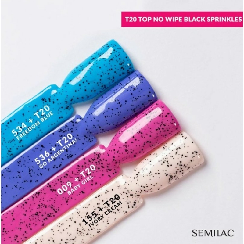 Semilac Top No Wipe - T20  Black Sprinkles 7ml