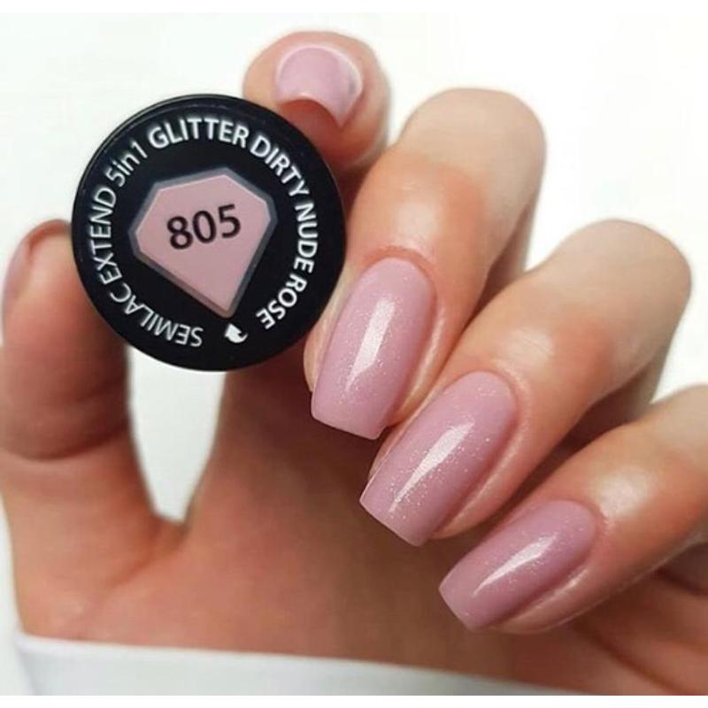 805 Semilac Extend 5in1 - Glitter Dirty Nude Rose  7ml
