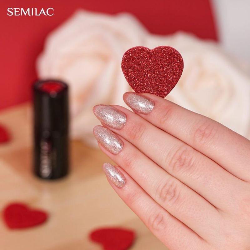 349 Semilac Uv Hybrid gél lakk Delicate Vanilla Glitter  7ml