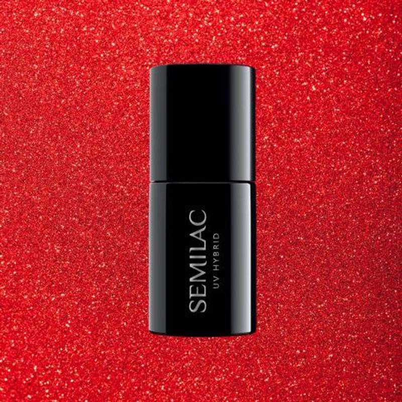 346 Semilac Uv Hybrid gél lakk Chic Red Glitter  7ml