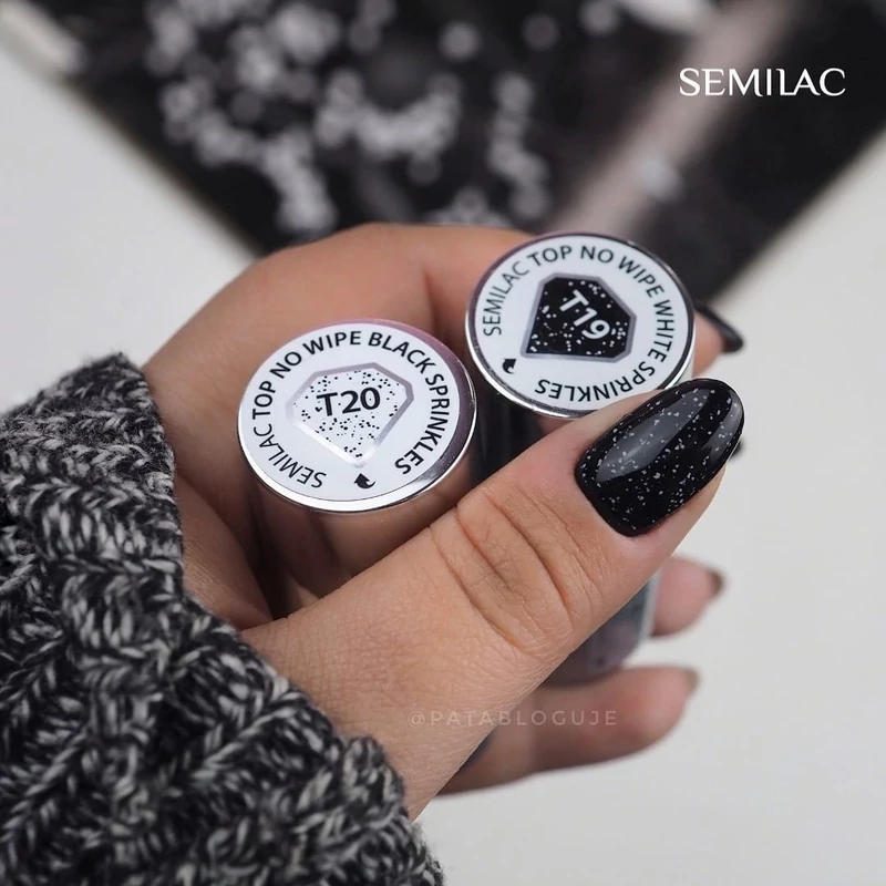 Semilac Top No Wipe - T19  White Sprinkles 7ml